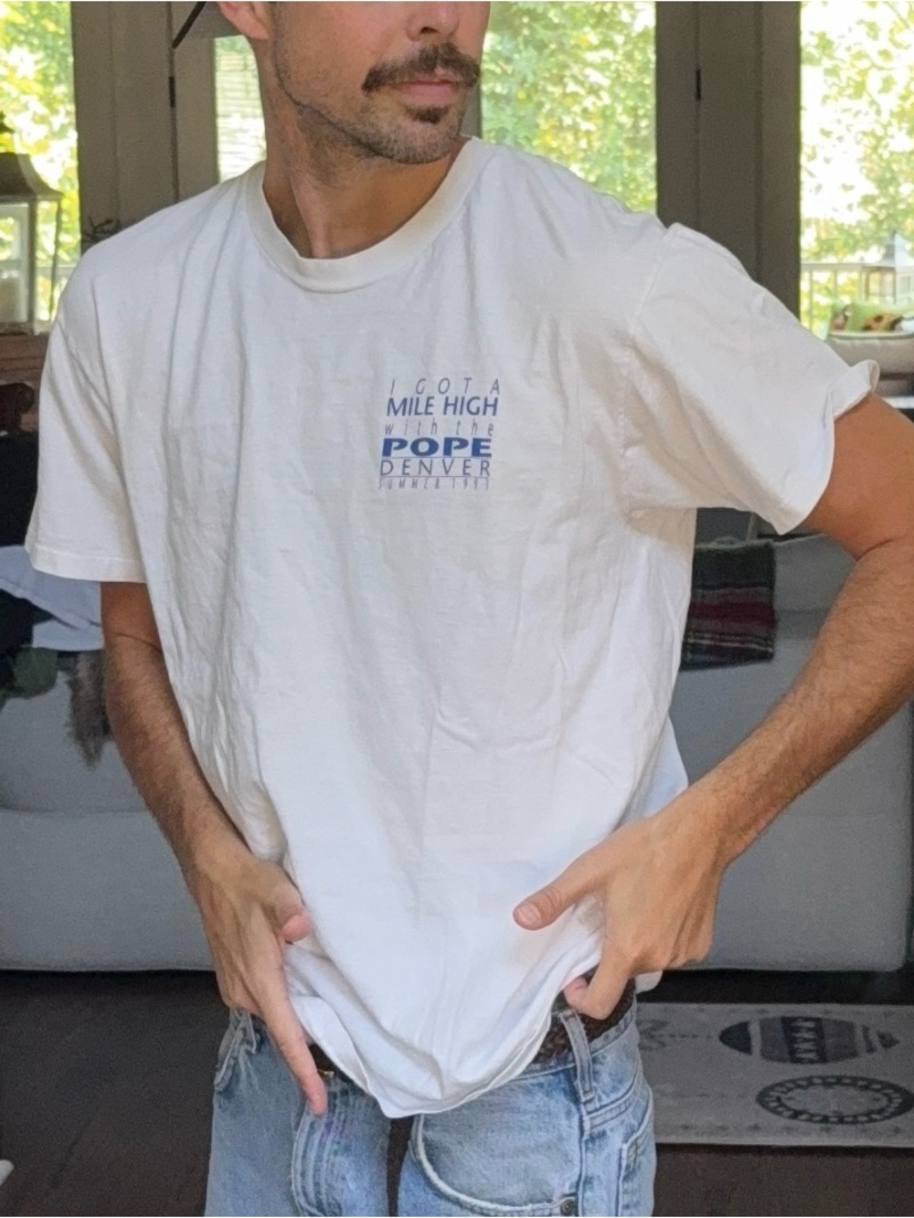 Vintage 1993 Pope John Paul II Denver Tee 🏔️